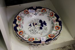 Three ironstone soup bowls.