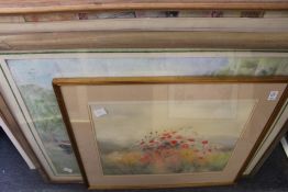 A quantity of watercolours and prints depicting various subjects, some unframed.