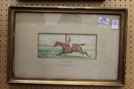 A Race Horse and Jockey on the Gallops watercolour.