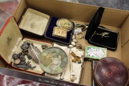 A box of decorative jewellery etc.
