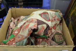 A patchwork bed cover.