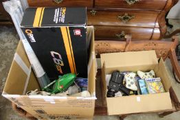 A remote control helicopter and other toys, games etc.