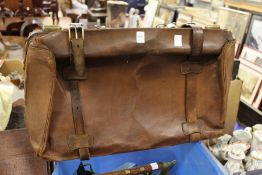 An old leather suitcase.