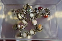 Two decorative bracelets set with cameos and hardstones.