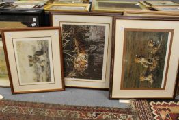 Steven Townsend, three limited edition colour prints depicting a lion cub, cheetahs and tiger