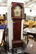A 19th century long case clock, the brass arched dial 