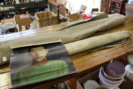 Three old Russian paintings on canvas, unframed.