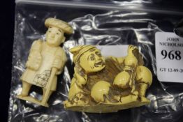 Two Chinese netsukes / okimonos.