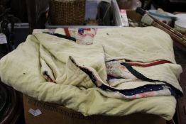 Various patchwork quilts.