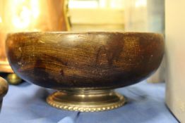 A turned wood bowl.