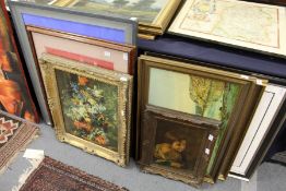 Various paintings and prints.