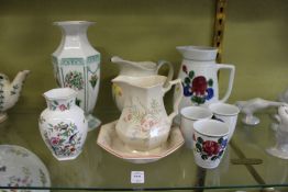 Two Aynsley porcelain vases and other decorative china.