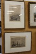 A pair of engravings depicting sailing ships.