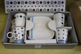 Maxwell Williams Deco Dot boxed set of four coffee cups and saucers.