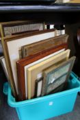 A quantity of paintings and prints.