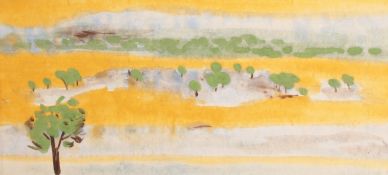 Circle of Georgia O'Keefe. Landscape with Trees and Hills beyond, Watercolour, Unframed. 6