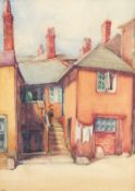 Early 20th Century British School. Cottages in St. Ives, Cornwall, Watercolour, Initialled and