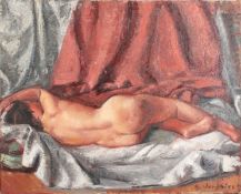 A. Vergnier (Early 20th Century). A Reclining Nude in an Artist's Studio, Oil on Canvas, Signed.