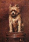 Julien Thibaudeau (19th Century) French. 'Capi' A Study of a Terrier Seated on a Stool, Oil on