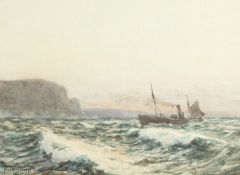 Augustus Morton Hely Smith (1862-1941) British. Steam Ship off the Coast, Watercolour, Signed. 10