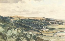 Claude Muncaster (1903-1974) British. 'Downs from Above Cold Harbour, Stane Street', Watercolour,