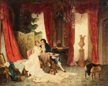 P. Karly (19th Century) Hungarian. 'The Lovers' and 'A Musical Evening', a Pair of Oil on Panel