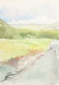 Howard J. Morgan (b.1949). Landscape over Fields with Hills Beyond, Watercolour, Signed and with