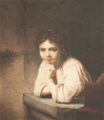 Sayer After Rembrandt, 'Rembrandt's Peasant Girl', Hand-Coloured, 17
