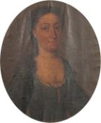 18th Century School. Bust Length Portrait of a Lady, Oil on Canvas Laid Down. 14