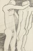 20th Century British School. A Pencil Sketch of Two Male Nudes, Signed Vaughan. 10