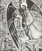 Luther Roberts (1923-1988) British. 'The Devil Tempts Jesus', Woodcut, Signed, Inscribed and