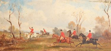 Attributed to Rudolf Stone. A Pair of Hunt Scenes, Oil on Mahogany Panel, in Fine Gilt Composition