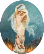 Mid-20th Century European School. A Pair of Classical Nudes, Signed Indistinctly, Oil on Canvas. 29