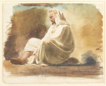 A Watercolour Sketch of a Seated Arab Man. 8