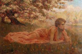 Forster Robson (19th/20th Century) British. Study of a Classical Figure in a Landscape, Oil on