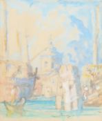 Frank Brangwyn (1867-1956) British. A View of the Dogana, Venice, Watercolour, Signed in Pencil. 10