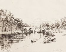 Eugene Bejot (1867-1931) French. 'Le Pont St. Paul, Paris', Etching, Signed in Pencil, 6