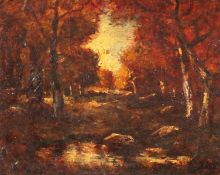 Circle of Narcisse Virgilio Diaz (1807-1876) French. A Forest Scene at Dusk, Oil on Canvas, Bears
