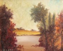 C. Lory, 20th Century. A River Landscape with Trees, Oil on Canvas, Signed. 16