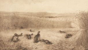 A Monochrome Thorburn Print of Resting Grouse, Signed in Pencil, 16