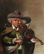 An English School Portrait of a Man Playing a Fiddle, Oil on Canvas. 12