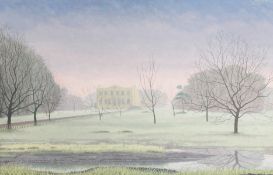 Michael Harvey RBA. 'Eastheath Revisited' a View of a Classical Mansion at Sunset, Oil on Board,