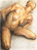 Sahoko Kasuga Blake (20th Century) Japanese. A Pair of Watercolour and Chalk Drawings of a Crouching