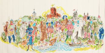 W. Owen Ward. A Watercolour Drawing of Figures by a River, 18