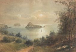 19th Century European School. A Coastal Scene, Watercolour, Indistinctly Signed. 11