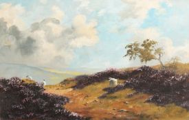 Lewis Creighton (1918-1996). Sheep Grazing on Heathland, Oil on Board. 12