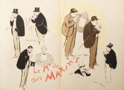 SEM, George Goursat. Double Page, Lithograph, 'Le Mr de Chez Maxim's' and another, Unframed, (2).