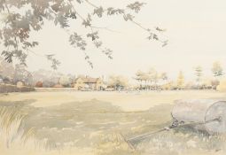 M. Boyd. A Scene of a Cricket Match in the Grounds of a Country House, Watercolour, Signed and Dated