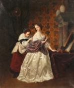 19th Century French School. Portrait of an Elegant Lady Dressing for a Ball, Oil on Canvas. 22