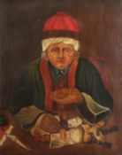 An Oil on Panel Painting of an Old Money Lender. 22